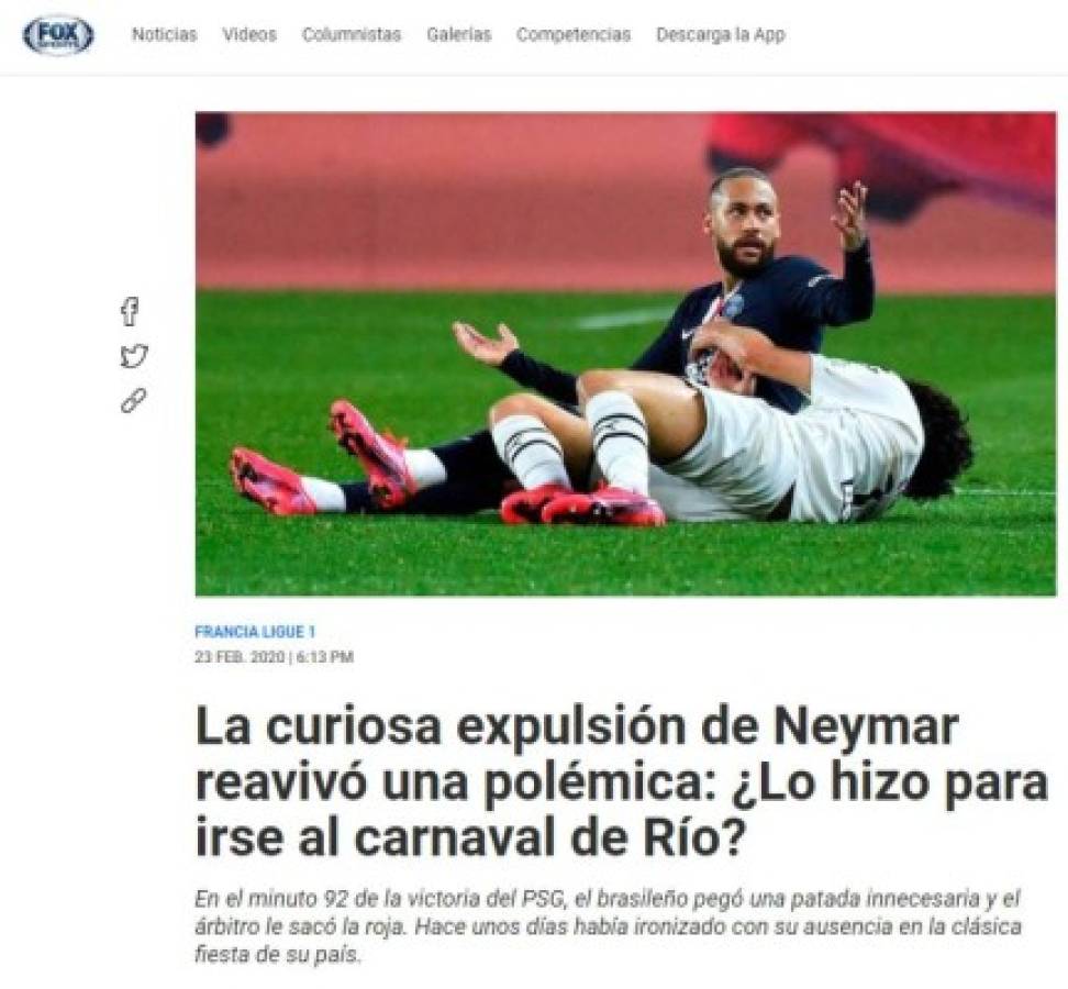 ¿Lo hizo para irse al carnaval de Río? Neymar se deja expulsar y arma la polémica en el PSG