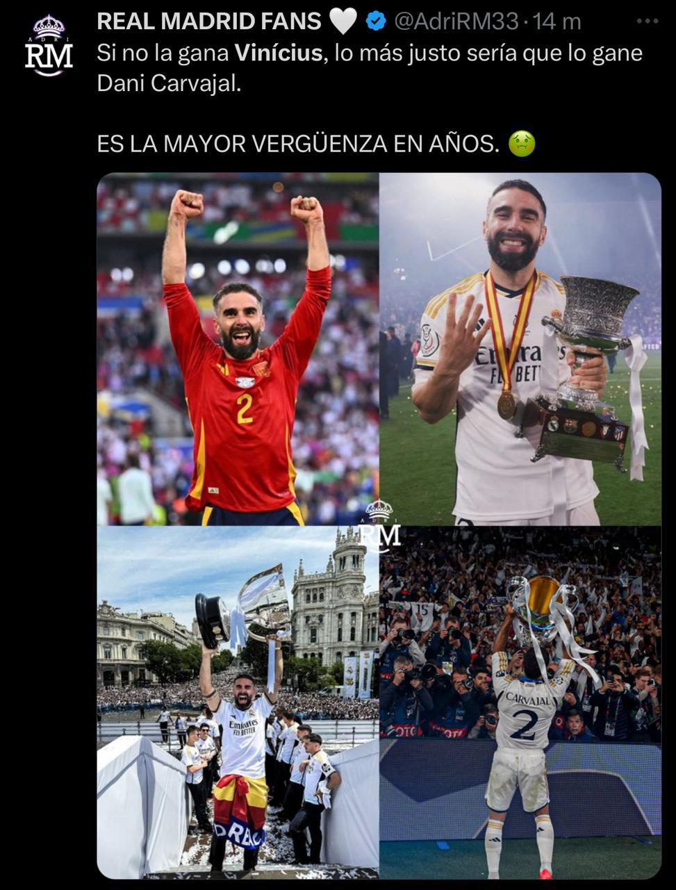 Vinicius no ganará el Balón de Oro y la prensa mundial reacciona : “Es la mayor vergüenza en años”, “Que injusto”