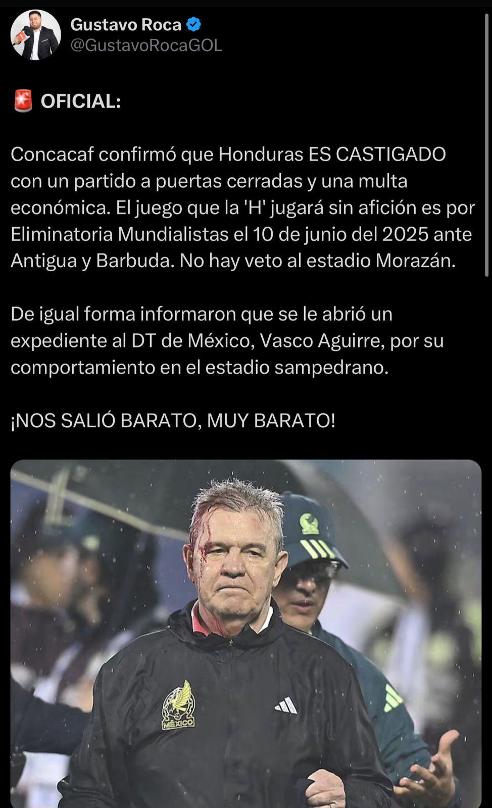 “Salió barato”: la reacción de la prensa hondureña y mexicana al castigo que recibió la ‘H’ tras lo acontecido con Javier Aguirre