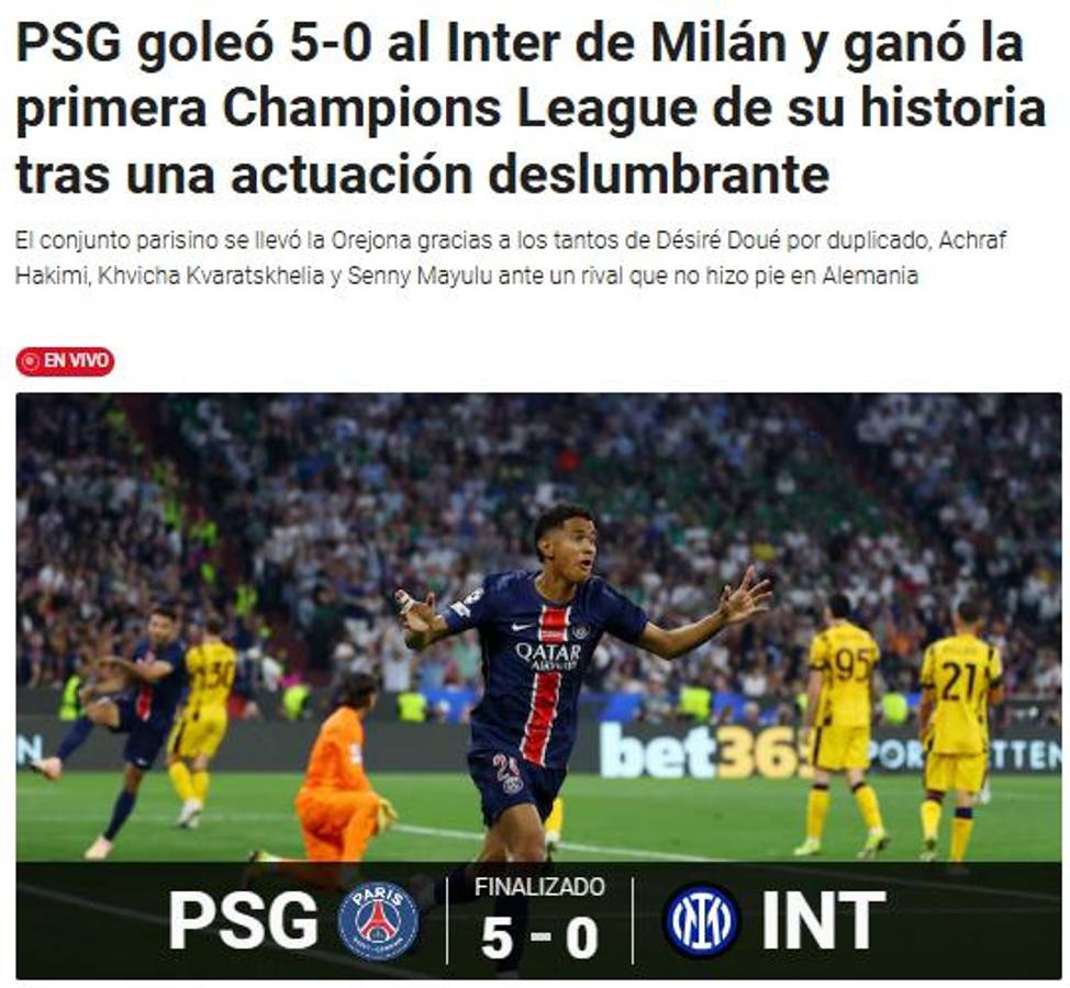 PSG ganó su primera Champions con una paliza y así reacciona la prensa: Qué suerte tuvo el Barcelona de quedar eliminado