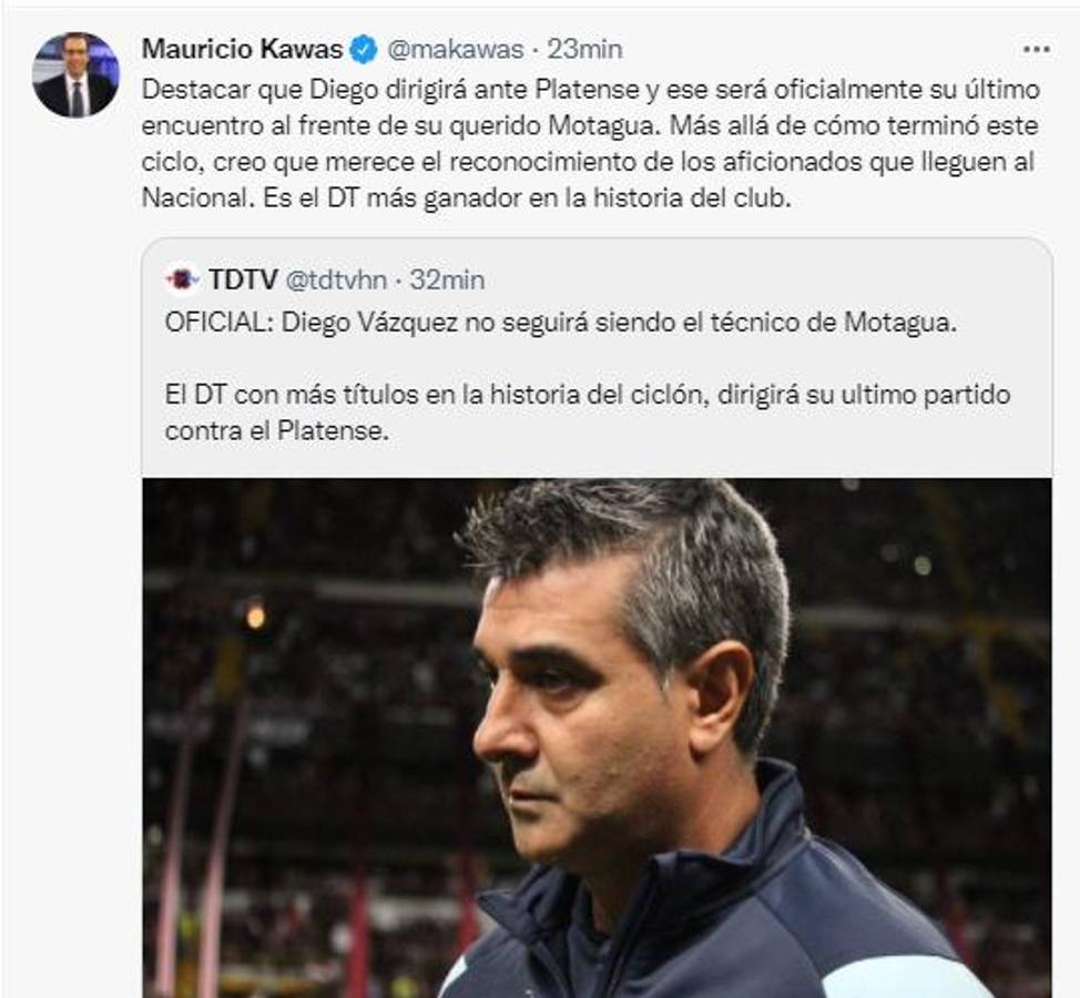 ¡Uno pide reconocimiento en el Nacional! La reacción de periodistas y aficionados tras la salida de Diego Vázquez de Motagua