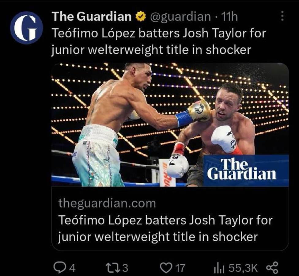Así reaccionó la prensa internacional a la victoria de Teófimo López ante Josh Taylor por el cinturón OMB del peso superligero