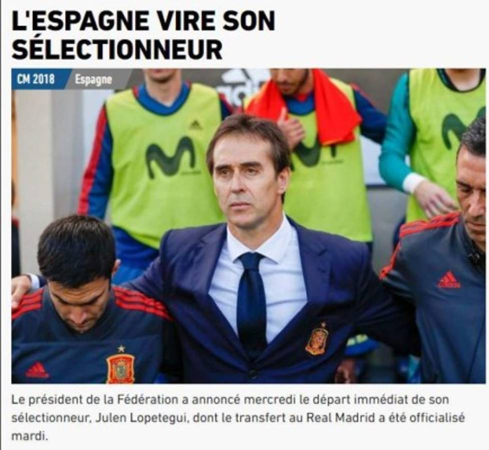 'Guerra Civil' y 'alta traición', titulares de la prensa mundial tras despido de Lopetegui
