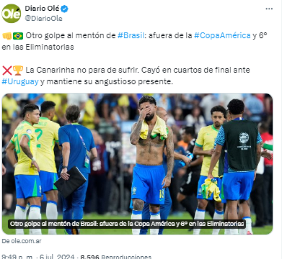 ”La peor Brasil de todos los tiempos”, “quítenle el 10 a Rodrygo”: duras críticas tras eliminación de Copa América