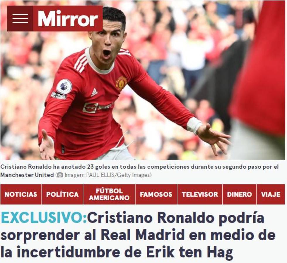 Mirror afirma que Cristiano Ronaldo vería con buenos ojos regresar al Real Madrid.