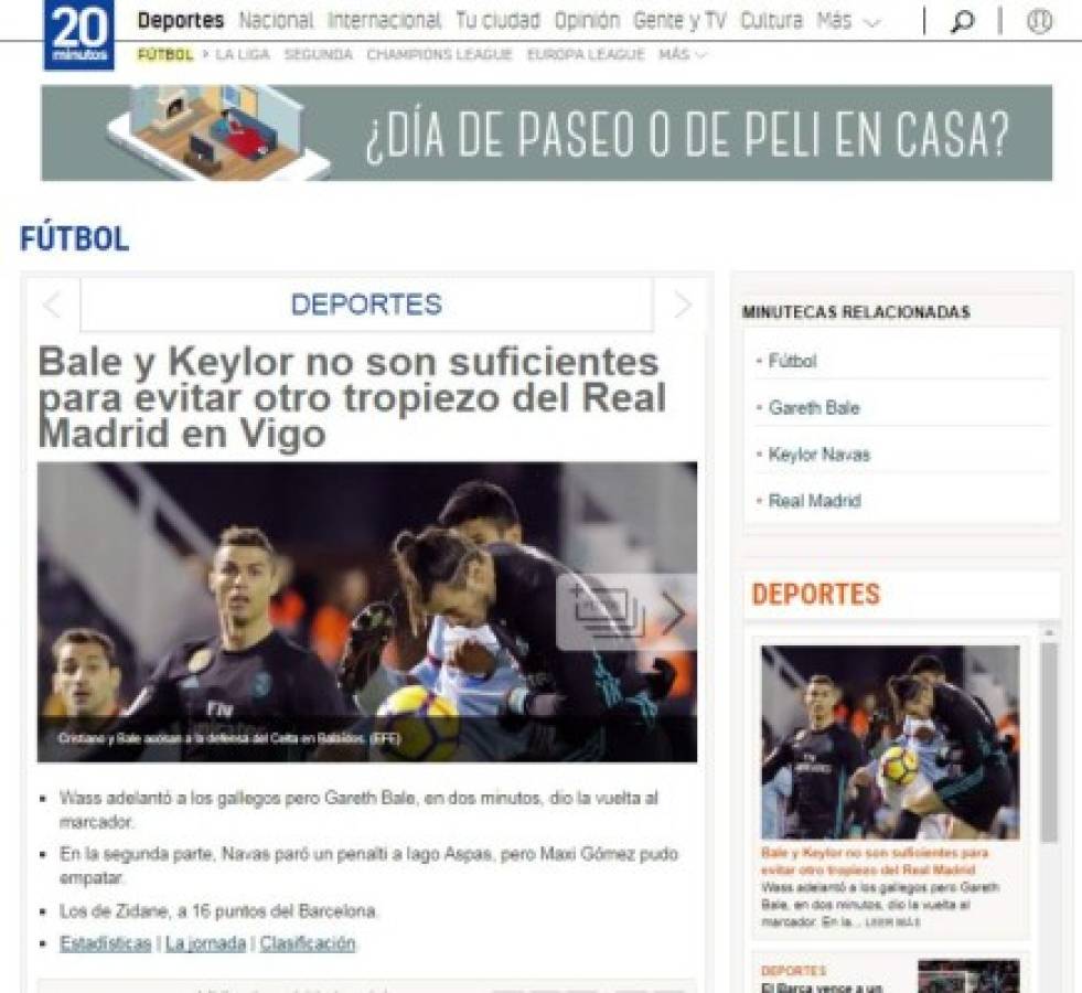 Así reaccionan los medios luego de empate del Real Madrid ante el Celta