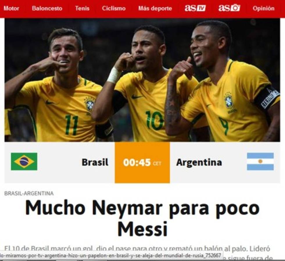 'Catástrofe, humillación', así reacciona la prensa tras goleada de Brasil a Argentina