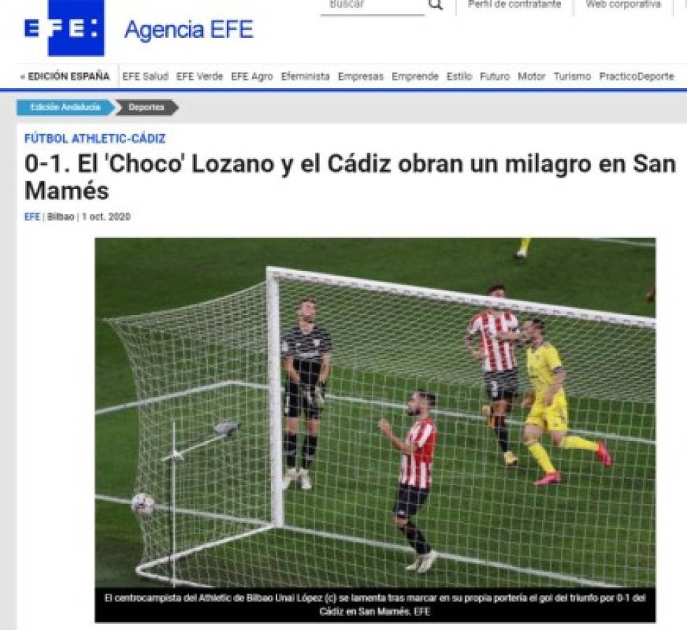 Esto dice la prensa de España sobre el triunfo de Cádiz con gran actuación del 'Choco' Lozano