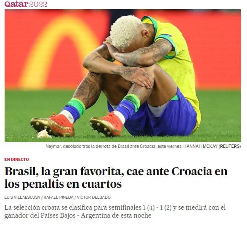“Llora Brasil”, “Sorpresa Mundial”, “Croacia acaba con el baile”: Prensa internacional reacciona a la eliminación de la Canarinha