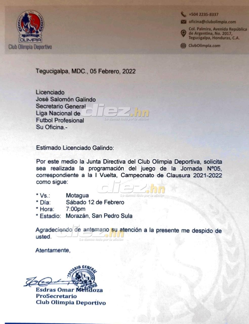 ¡A San Pedro Sula! Olimpia traslada el clásico ante Motagua de la Jornada 5 al estadio Morazán