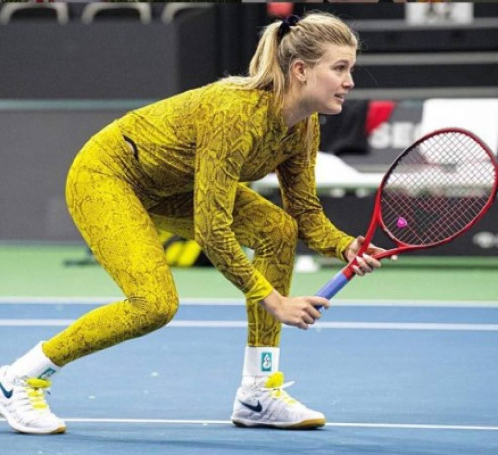 Ajustado y sexy: La 'extraña' vestimenta de la hermosa Genie Bouchard para jugar al tenis