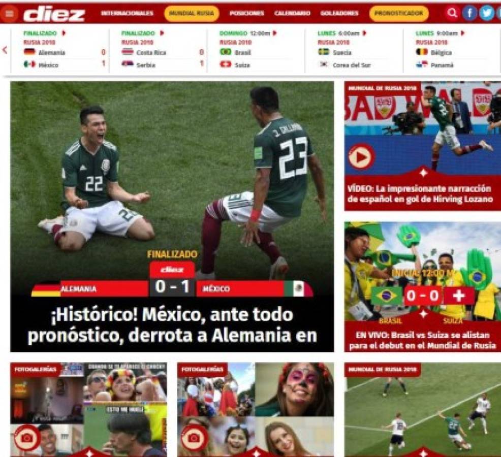 Locura mundial: Lo que dice la prensa por batacazo de México a Alemania en Rusia