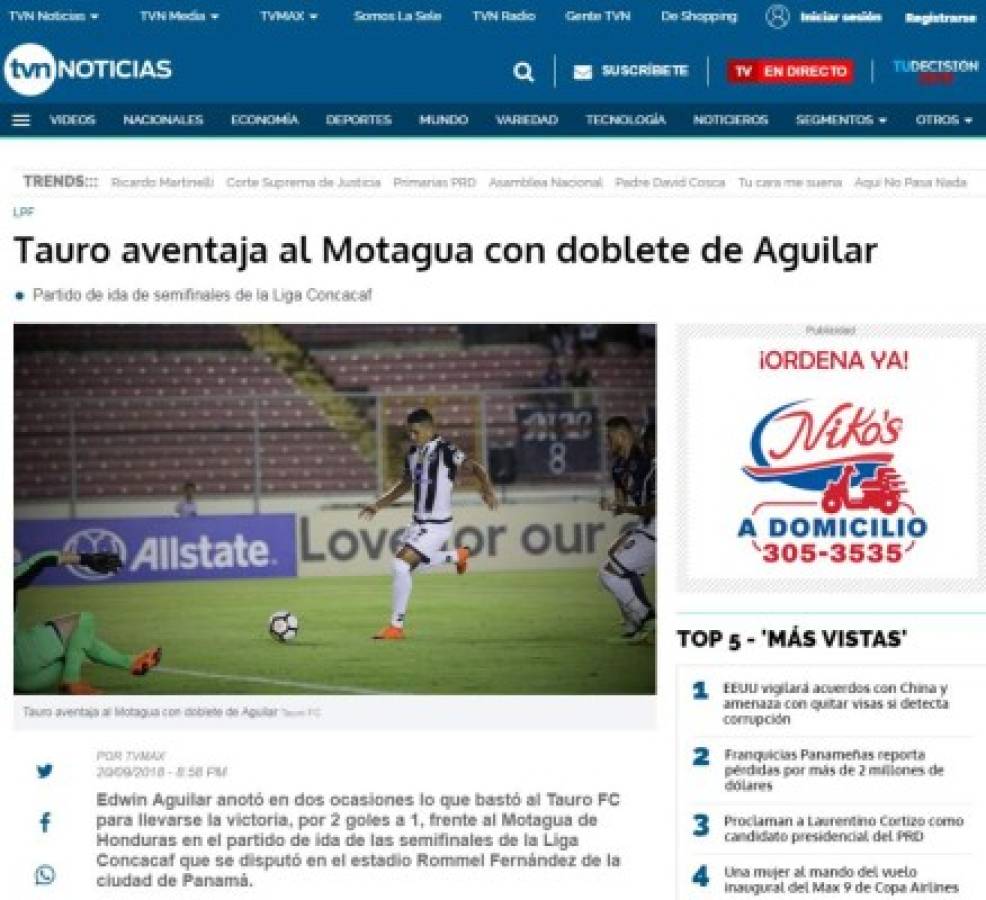 Así titulan los medios luego de la derrota de Motagua ante Tauro