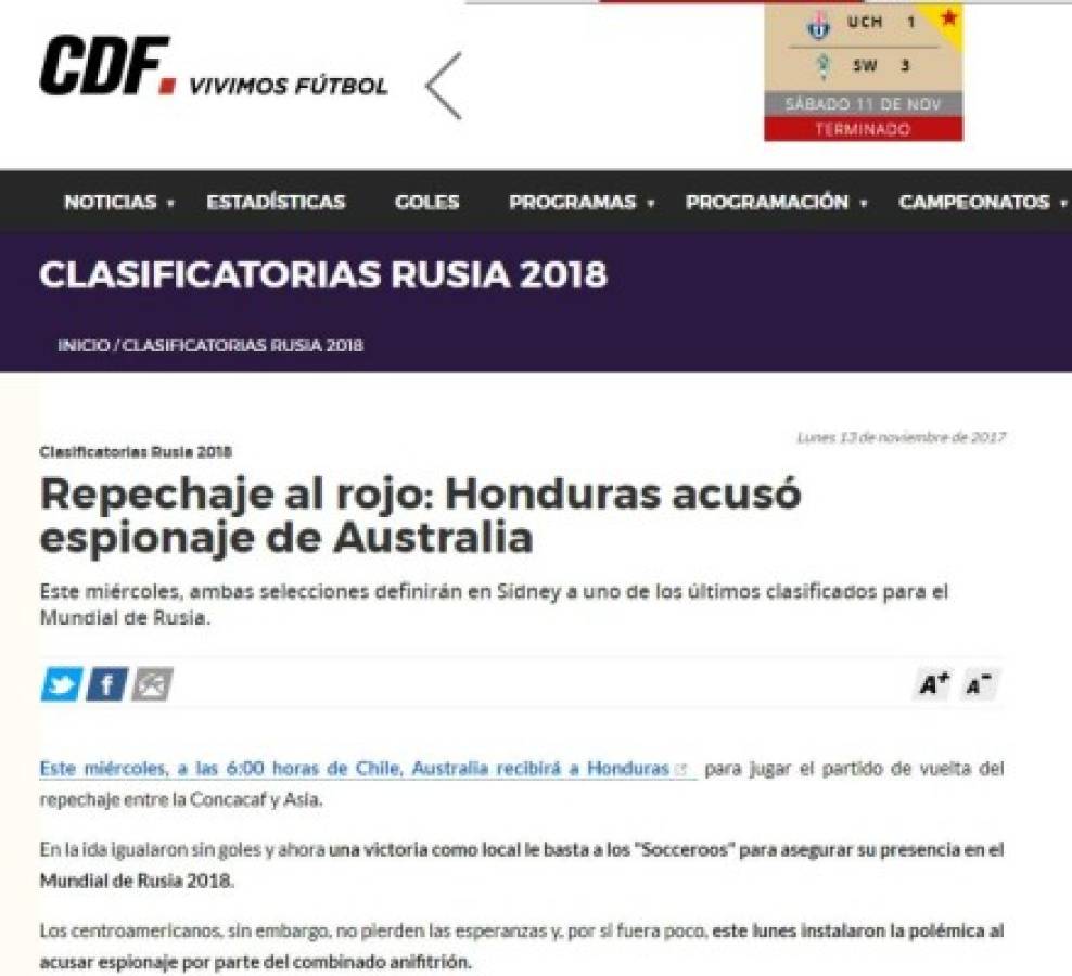 Así cuenta el mundo el espionaje de Australia a la Selección de Honduras