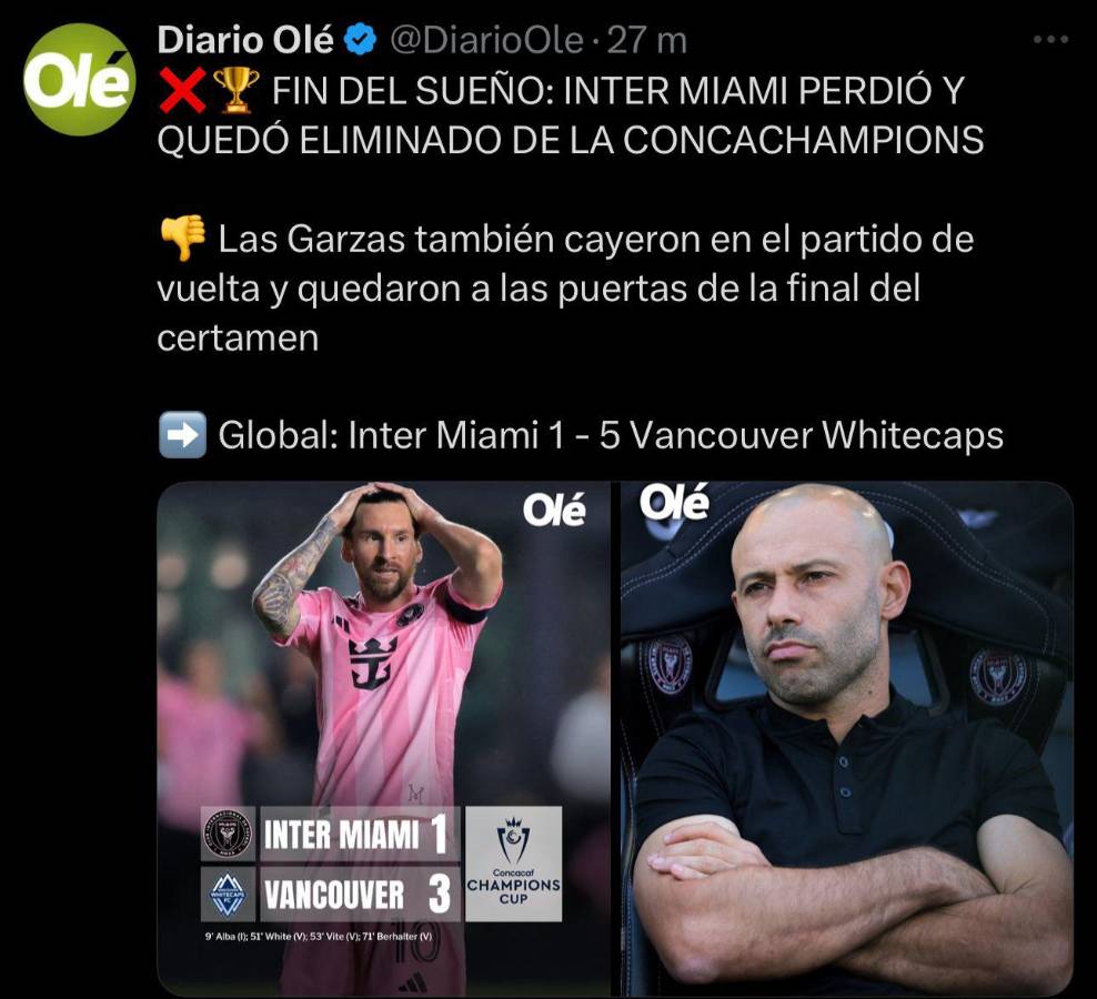 Vergüenza de equipo Le dio frío: la prensa no perdona a Messi tras la eliminación del Inter Miami en Champions de Concacaf