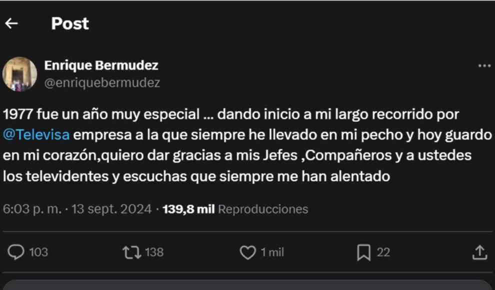 El motivo por el que ‘Perro’ Bermúdez anunció su salida de Televisa tras 50 años y advierte: “Eso nunca lo verás”