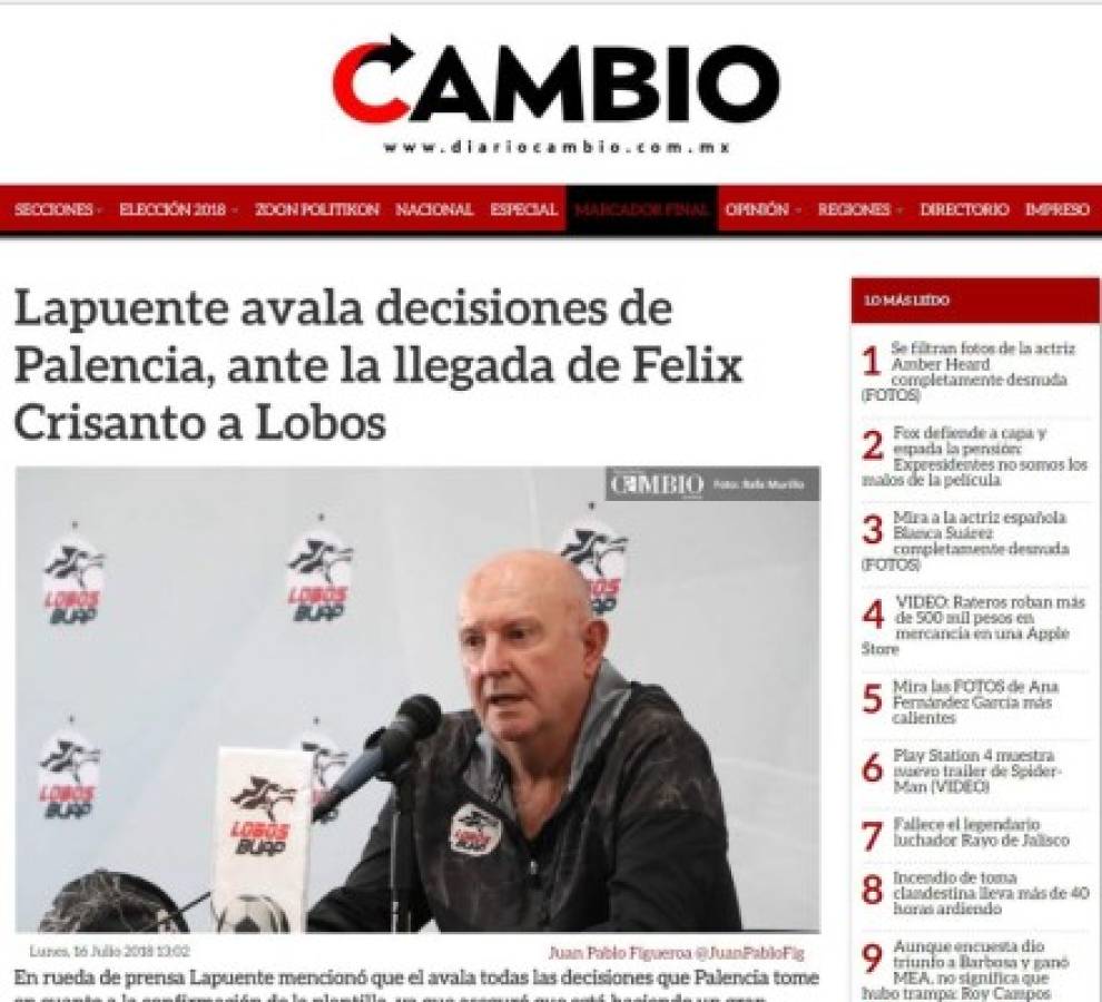 Lo que dicen los medios mexicanos sobre fichaje de Félix Crisanto por Lobos Buap