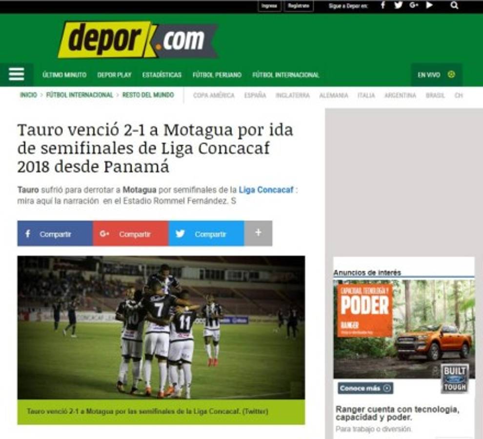 Así titulan los medios luego de la derrota de Motagua ante Tauro