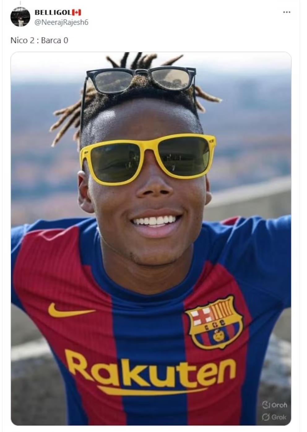 Lamine Yamal la víctima favorita, los crueles memes contra Barcelona por culpa de Nico Williams: 2-0