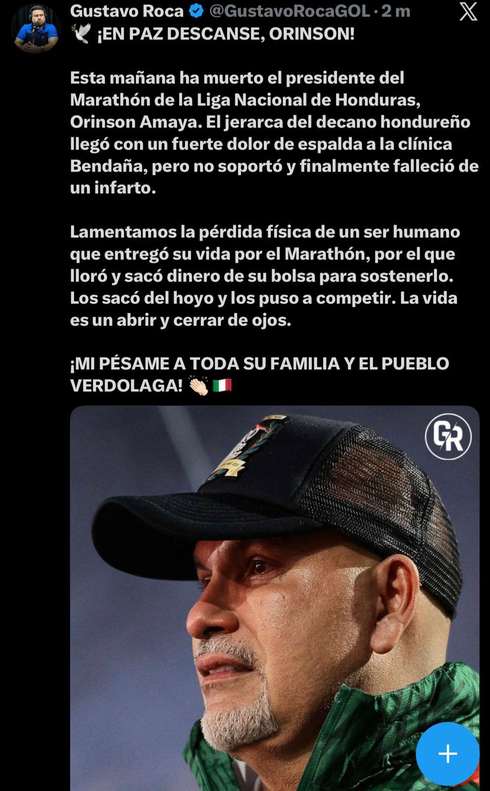 Rely Maradiaga hace promesa: así reacciona la prensa al fallecimiento del presidente de Marathón, Orinson Amaya: Eterno