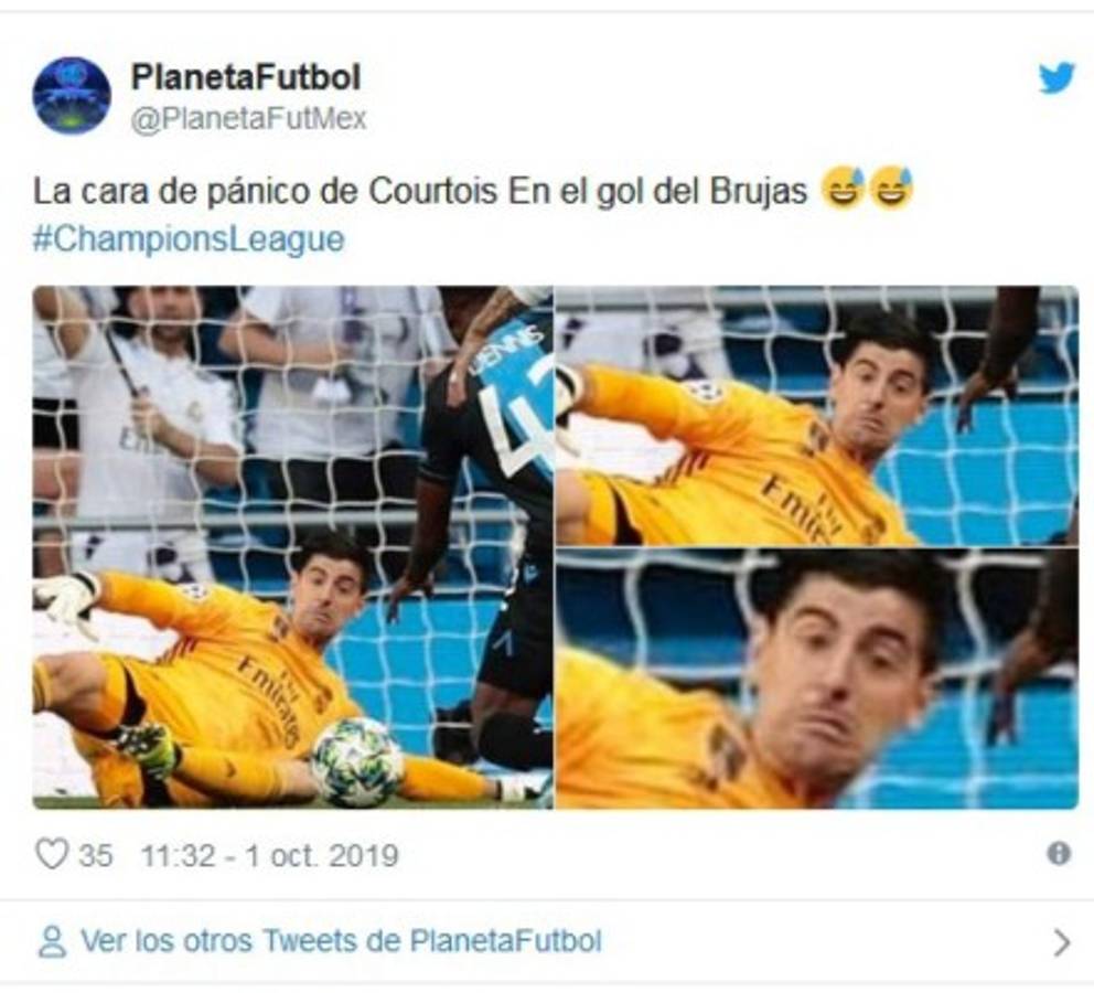 Los memes 'trituran' a Courtois y al Real Madrid por el sufrido empate ante el Brujas
