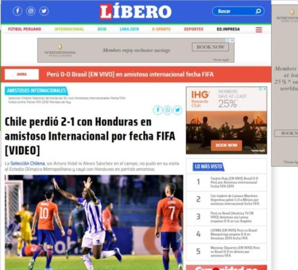 ¡Molestos! Estos dicen los medios de Chile luego de caer ante Honduras en el Olímpico