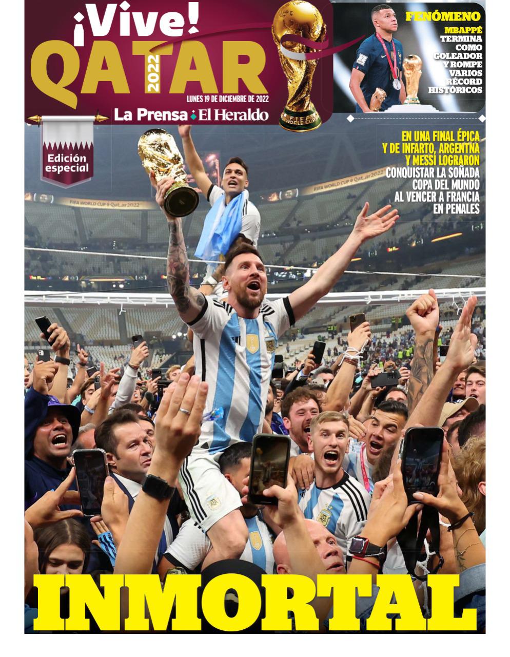 ¡No lo bajan de “Dios”! Portadas mundiales inmortalizan a Messi como “el mejor de todos los tiempos” tras conquistar Qatar