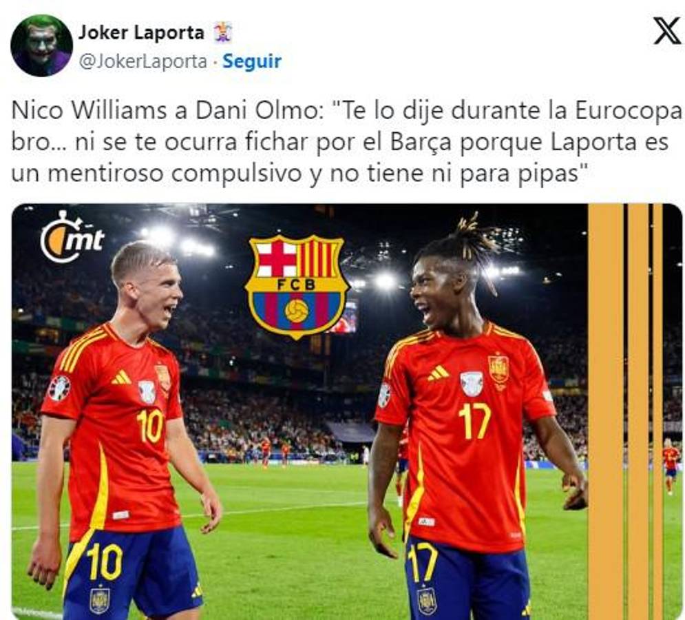Barcelona no pudo inscribir en LaLiga a Dani Olmo y los memes destrozan a Joan Laporta y al club azulgrana