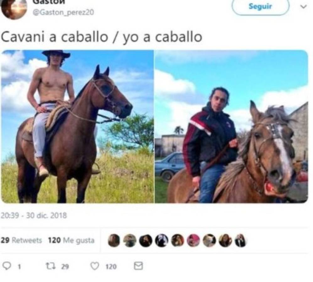 Crueles memes contra Cavani por una fotografía montando a caballo