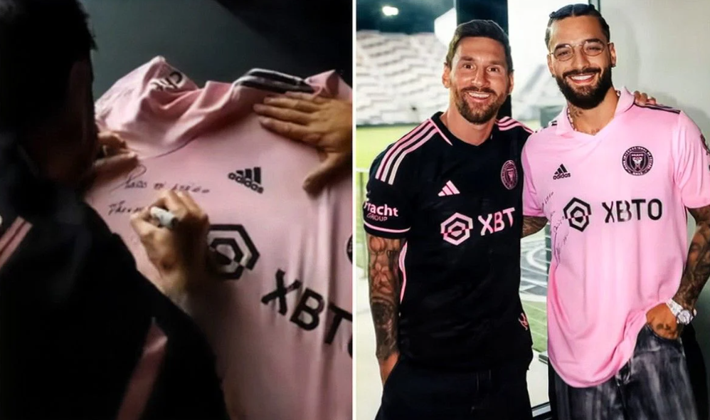 Messi le autografió una camiseta del Inter Miami a Maluma.