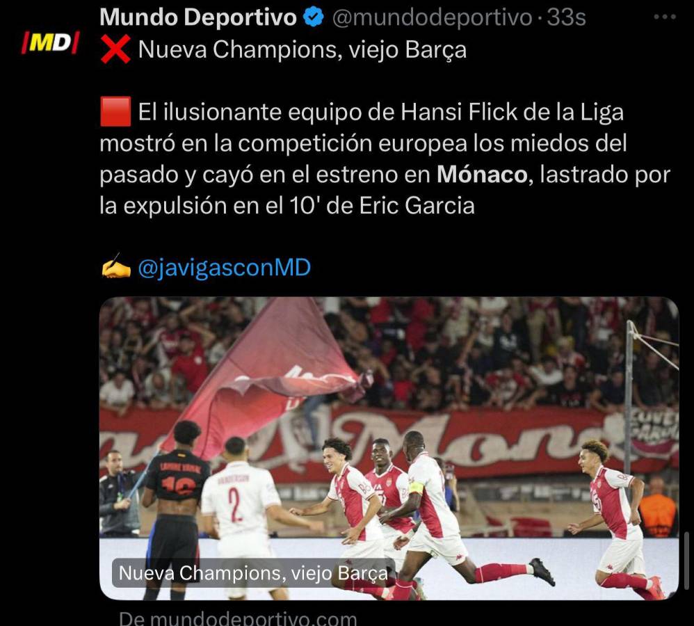 “Aparecen los fantasmas” “De vuelta a la tierra”: la reacción de la prensa tras la caída del Barca ante Mónaco en Champions