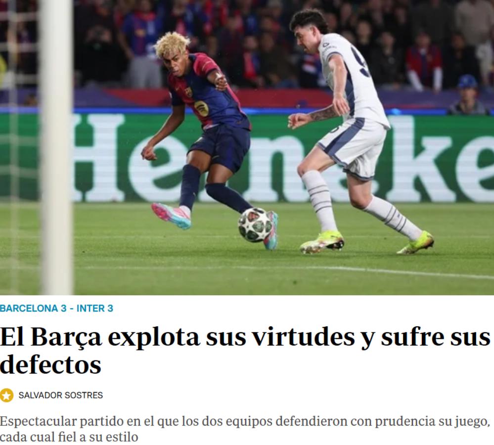 Resultado injusto, Homenaje al fútbol: así reaccionó la prensa tras el empate entre Barcelona ante Inter en Champions