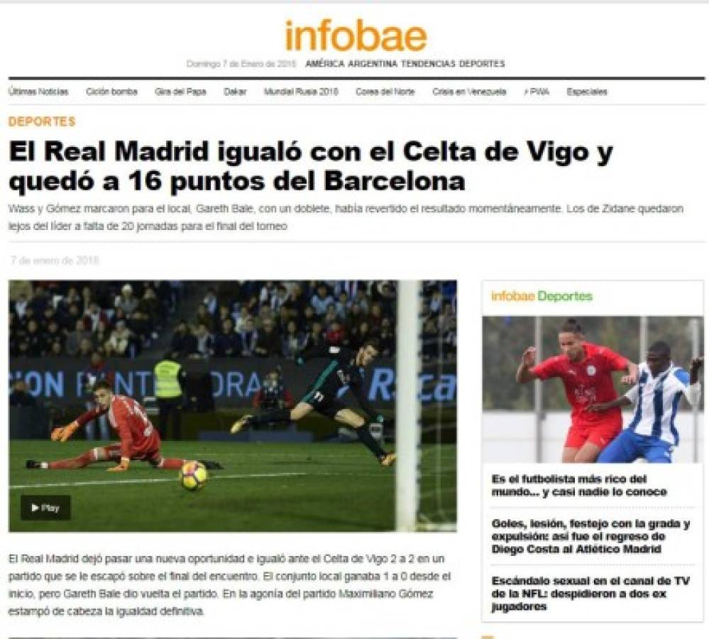 Así reaccionan los medios luego de empate del Real Madrid ante el Celta