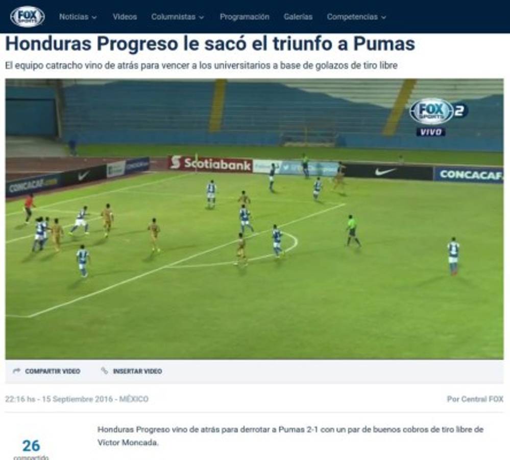 'Suspenso y se ahoga el grito': Así tituló la prensa mexicana derrota de Pumas ante Honduras