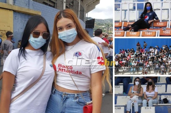 Las hermosas mujeres y el ambiente del clásico Motagua-Olimpia en el estadio Nacional