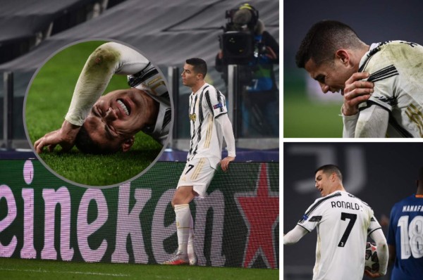 Solo, impotente y con un golpe: La frustración de Cristiano Ronaldo tras eliminación de la Juventus en Champions