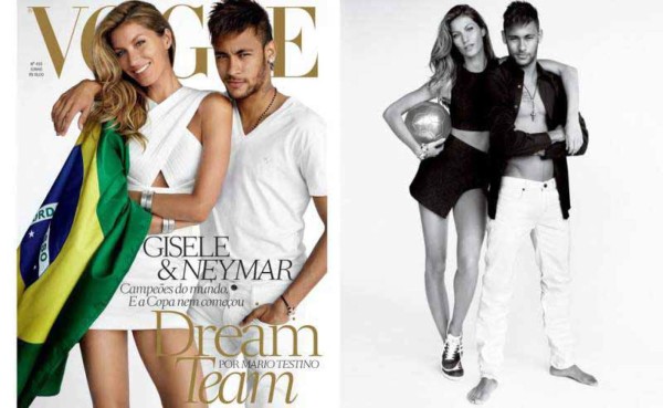 Neymar posa con Gisele Bundchen en Vogue Brasil