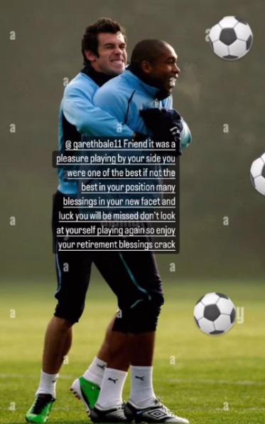 El mensaje de despedida de Wilson Palacios hacia Gareth Bale. Ambos jugadores fueron compañeros en el Tottenham de Inglaterra.