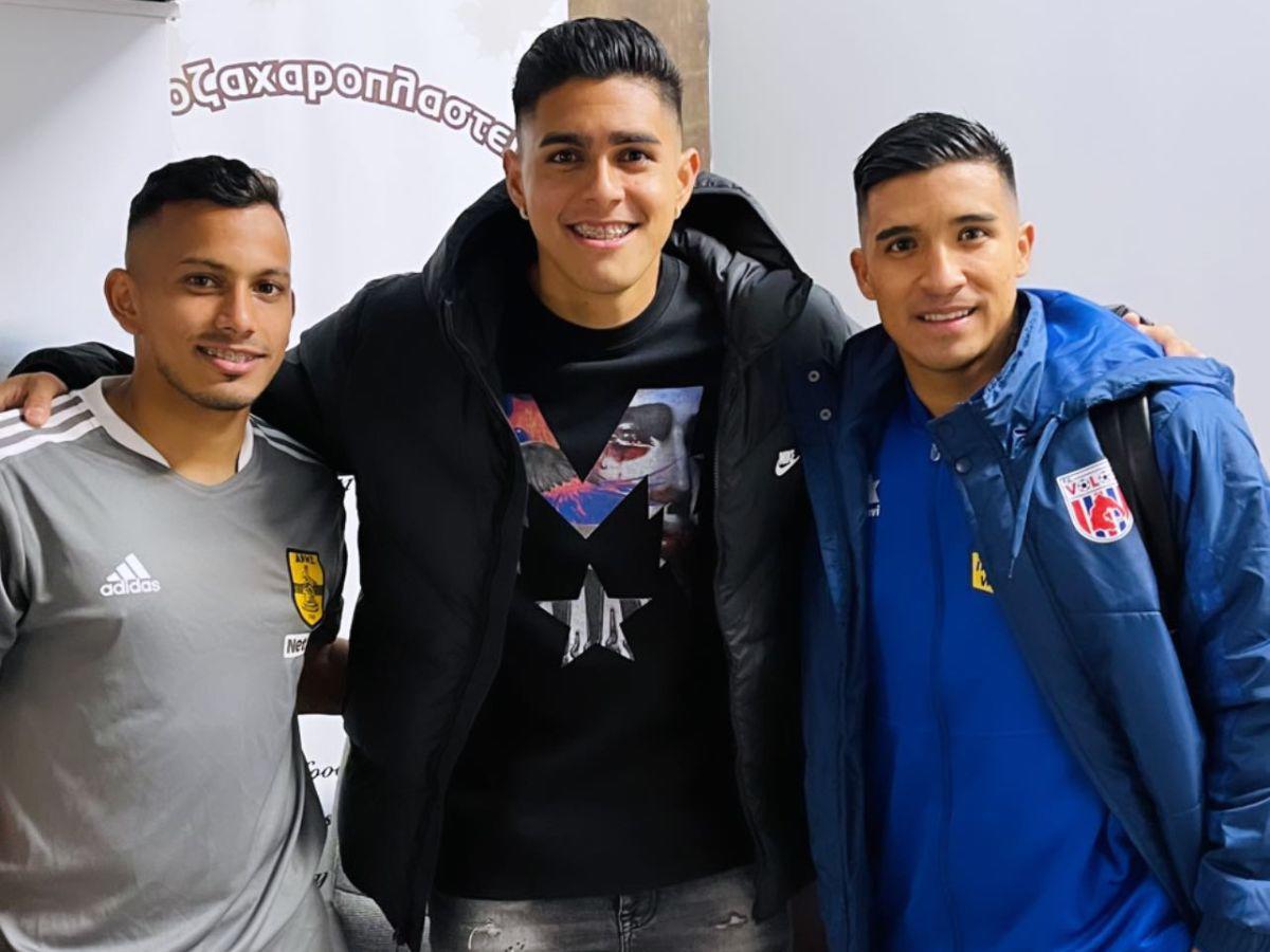 Edwin Rodríguez, Luis Palma y Michaell Chirinos se reencontraron tras el Aris vs Volos en enero.