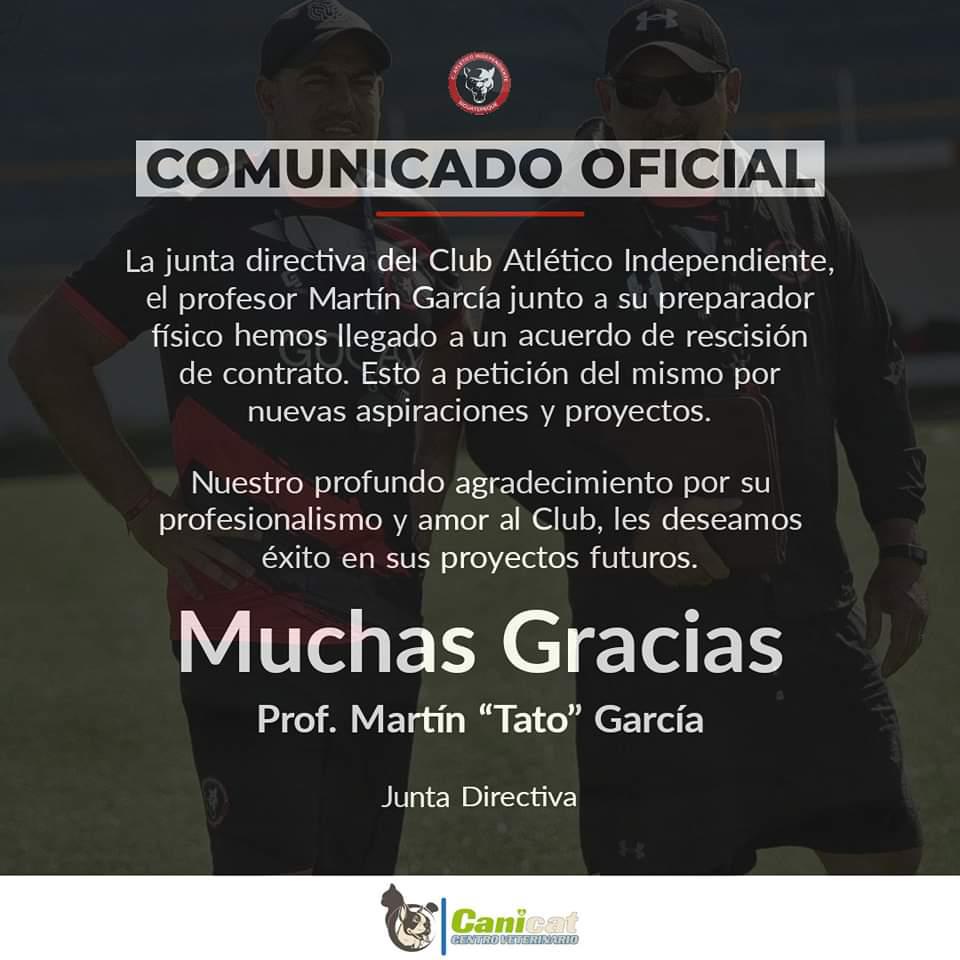 El comunicado del Independiente de Siguatepeque sobre la salida del “Tato” García.