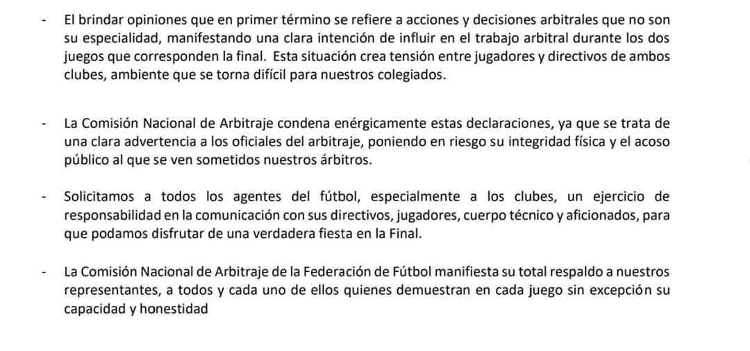 Comisión de Arbitraje se pronuncia tras las declaraciones de Héctor Vargas previo a la final Motagua-Real España