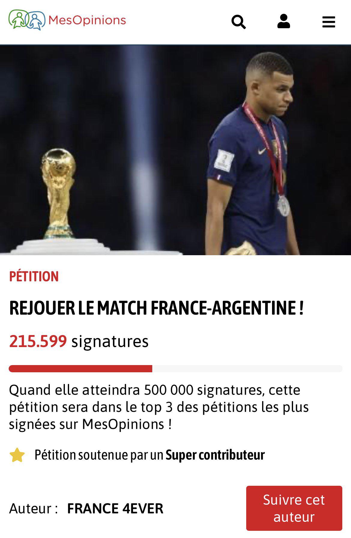 Aficionados franceses recogieron firmas para que se repita la final de la Copa del Mundo.