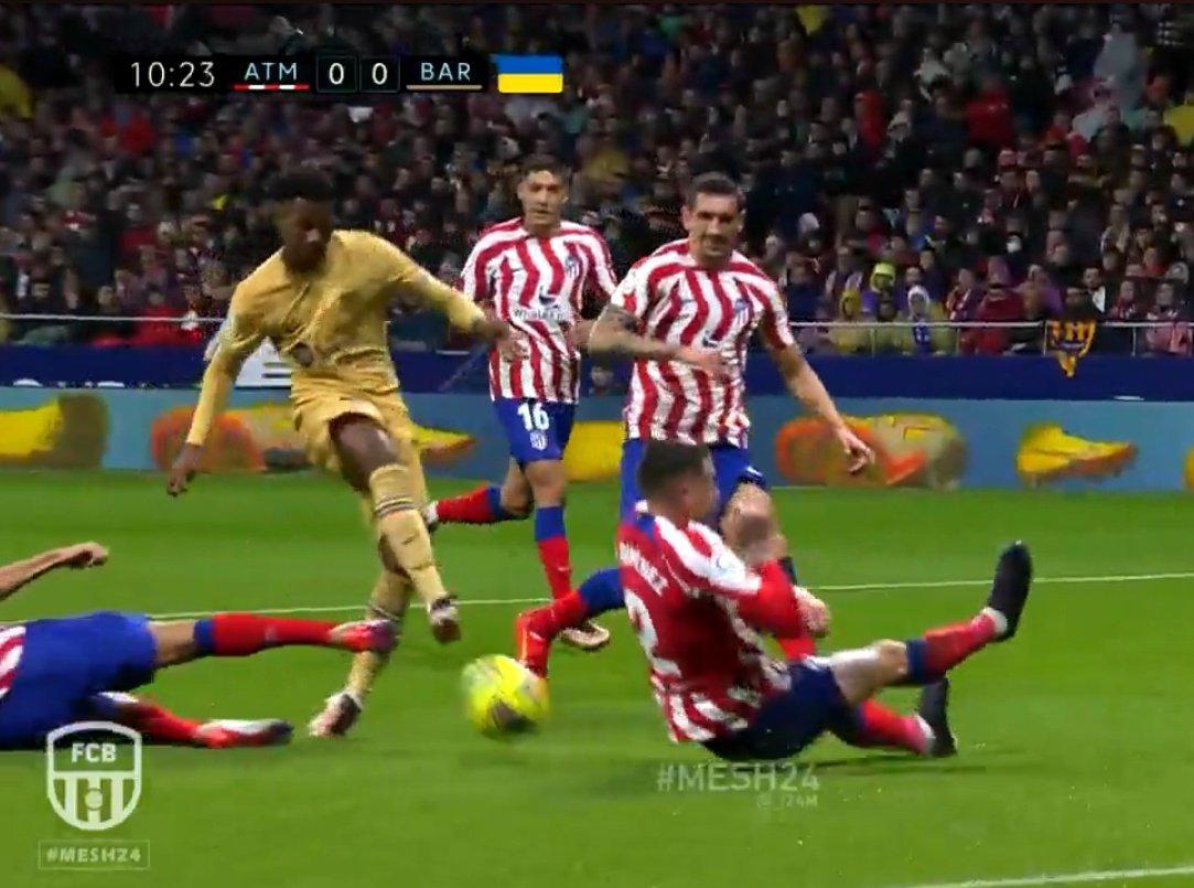 Ansu Fati has had two clear scoring chances against Atlético de Madrid.