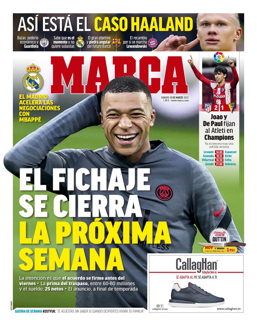 La portada de Marca confirmando que Mbappé cerrará su fichaje por el Real Madrid la semana que viene.