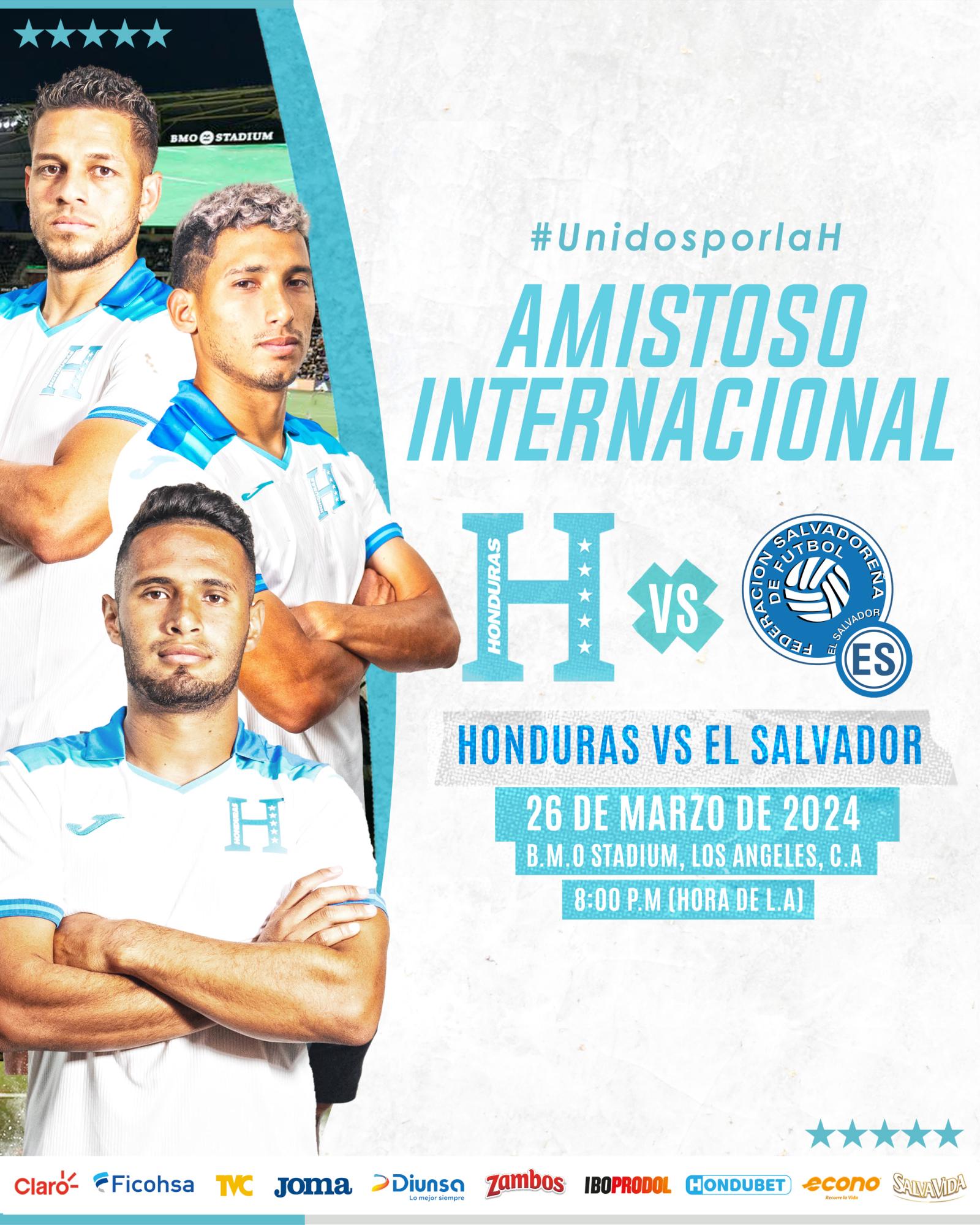 Honduras se medirá a El Salvador el 26 de marzo en Los Ángeles, Estados Unidos.