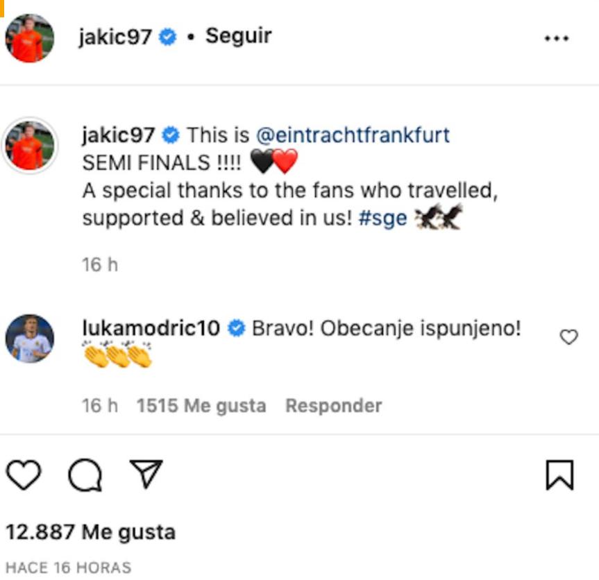 Jugador del Eintracht Frankfurt revela la promesa que le hizo a Luka Modric antes de eliminar al Barcelona: “Capitán, lo cumplí”