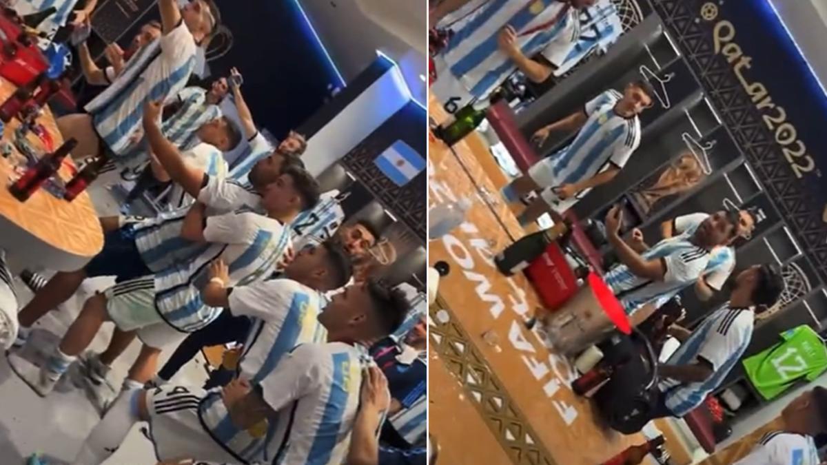 Argentina's uncontrolled party in the locker room after winning the World Cup in Qatar: 