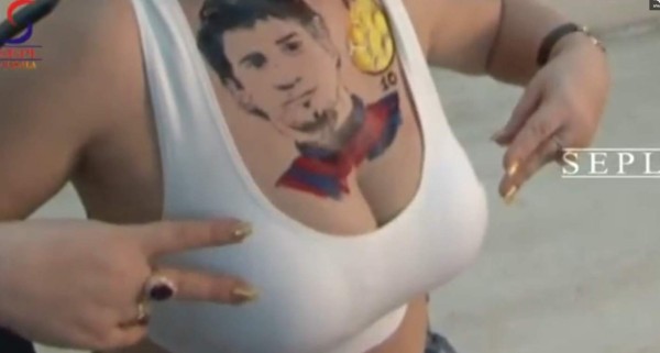 La actriz que se tatuó a Messi en el pecho
