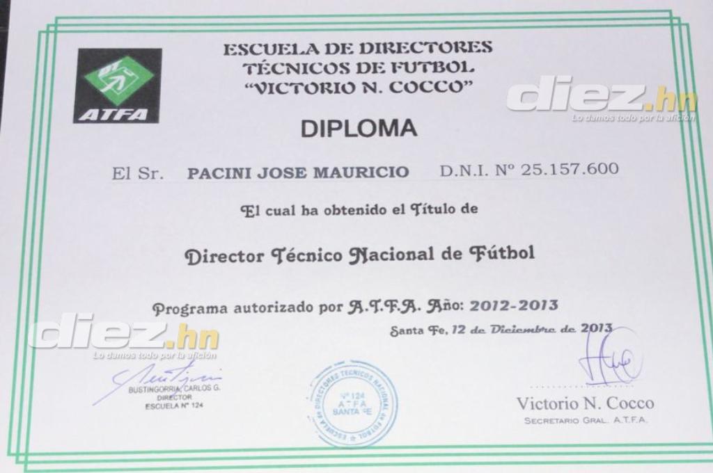 Se acaba la especulación: sale a la luz el diploma de entrenador del argentino Mauricio Pacini, asistente de Honduras