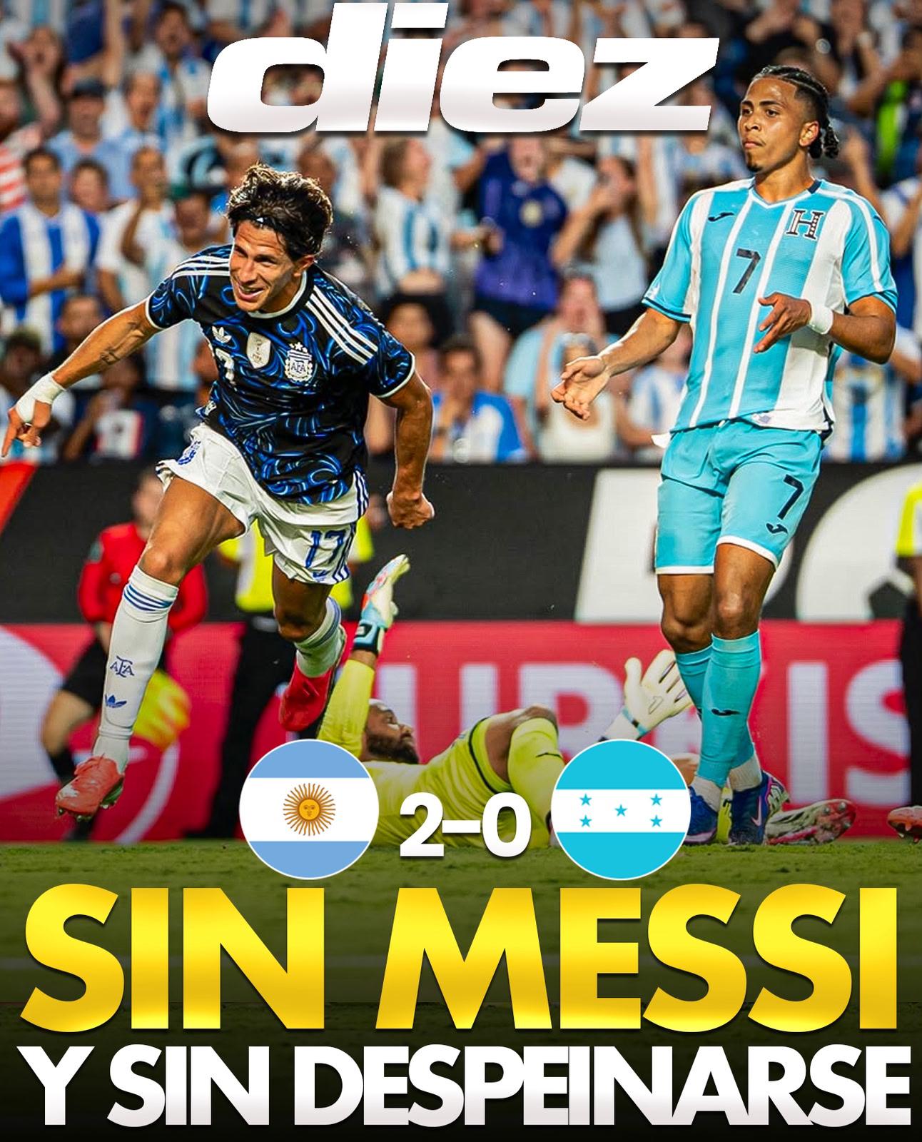 Argentina vence a Honduras sin Messi y sin despeinarse